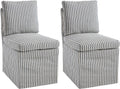 Kmax Slipcovered Dining Chairs Set of 2, Modern Upholstered Armless Kitchen Chair, Accent Single Sofa Chair for Diningroom Livingroom, Blue Stripe