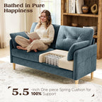 Ihanherry Loveseat Sofa, 64.6" Small Love Seat for Small Spaces, Soft Chenille Fabric Couches for Living Room with Throw Pillow and Removable Cushion Cover, Couches for Bedroom, Apartment, Office