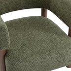 Christopher Knight Home Carly Low Profile Accent Chair, Round Backrest Side Chair, Living Room Armchair with Boucle Fabric Cushion,Comfy Reading Chair for Bedroom,Wooden Single Lounge Sofa,Olive Green