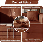 53.15'' Convertible Compressed Corduroy Folding Cloud Sofa Bed, Modern Pull Out Loveseat Sleeper in a Box, 4 in 1 Floor Mattress Futon Cloud Couch, No Assembly Needed, Orange, Pillows, Full