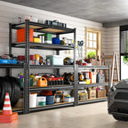 REIBII 2400LBS Storage Shelves 5 Tier Garage Shelving Heavy Duty Adjustable Garage Shelves, Utility Rack Shelf, Shelving Units for Warehouse Pantry Closet, Commercial, 35.5" W x 11.9" D x 72" H, Black