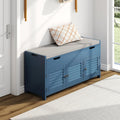 ChooChoo 41.3" Shoe Storage Bench with Lift Top Storage, Entryway Bench with Cushioned Seat, Adjustable Shelf, Shoe Cabinet with Hidden Space, for Entryway, Bedroom, Living Room, Blue
