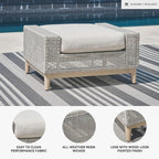 Signature Design by Ashley Seton Creek Casual Nuvella Weather Resistant Fabric Outdoor Ottoman with Cushion, Light Gray & Light Brown