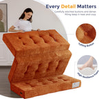 MAXYOYO 6" Folding Sofa Bed for Floor, Tufted Tri-Fold Floor Mattress | Full Size Portable Sofa Couch Guest Mat with Chenille Fabric for Adults, Foldable Topper for Camping, Orange, Full