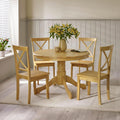 Furniturebox UK Bude Round Wooden Dining Table & 4 Millford Chairs (Oak-Effect & 4 Millford Chairs)