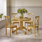 Furniturebox UK Bude Round Wooden Dining Table & 4 Millford Chairs (Oak-Effect & 4 Millford Chairs)