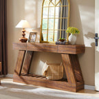 60" Farmhouse Entryway Table with Drawer, Narrow Console Table for Entryway