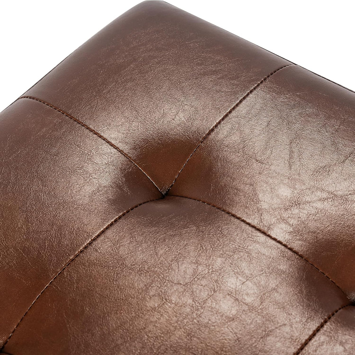 Asense 17 Inch Storage Ottoman Foot Rest,Square Faux Leather Foot Stool,Small Ottoman with Storage,Padded Seat for Entryway,Living Room,Bedroom,Couch,Under Desk,Coffee