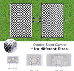 OLANLY Waterproof Outdoor Rug 8x10 ft, Outdoor Plastic Straw Rug for Camping, RV Mat Outside, Indoor Outdoor Carpet for Porch, Deck, Backyard, Balcony, Picnic, Black & White