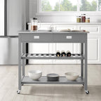 Crosley Furniture Chloe Rolling Kitchen Island | Storage Cart, Microwave Stand, Wine Rack, Gray