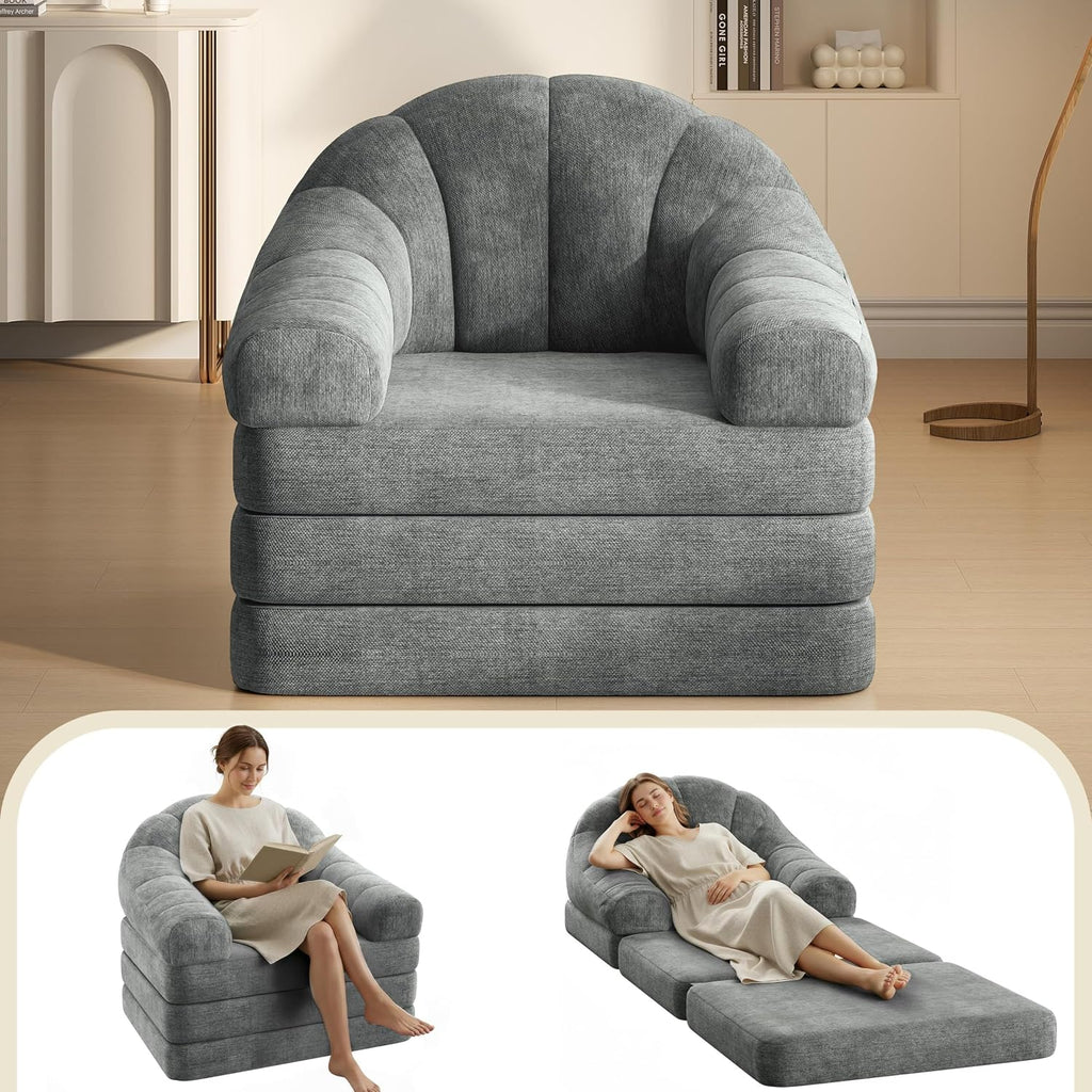 Yaheetech 93" Folding Sofa Bed Convertible Sofa Chenille, Gray