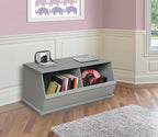 Badger Basket Two Bin Stackable Toy Storage Cubby Organizer – Modular Storage for Toys, Books, and Crafts – Solid Wood Panel – Gray