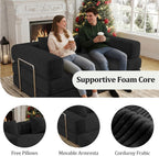 59 Inch Convertible Sofas Bed, 5-in-1 Futon Sofa Pull Out Sleeper Couch, Couches for Living Room, Corduroy Floor Compression Loveseat for Bedroom, Apartment, No Assembly, Black, 2 Seat