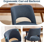 Dining Chairs Set of 6,Modern Dining Room Chairs with Thick Cushions,Upholstered Linen Fabric Kitchen Chairs for Kitchen Dining Room DARKBLUE