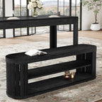 Tribesigns 47.2" Wooden Entryway Bench with 2-Tier Shoe Storage, Farmhouse Dining Bench with Adjustable Foot Pads, End of Bed Stool for Bedroom, Hallway, Living Room, Dining Room, Black