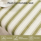 VKNOW 41" Upholstered Entryway Bench, End of Bed Bench with Cushion and Rubber Wood, Kitchen Dining Bench, Striped Bench for Dining Table, Bedroom, Living Room, Green
