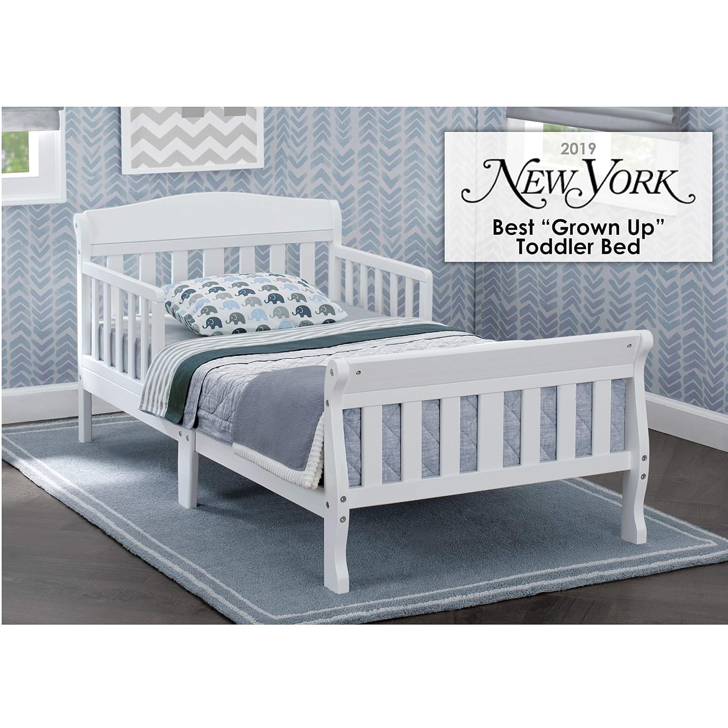 Delta Children 4-Piece Toddler Playroom Set, Pink/White & Canton Toddler Bed, White