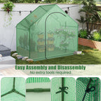 HAPPYGRILL Walk-in Greenhouse, 6 x 3 x 5.5 FT Portable Outdoor Green House for Winter w/ PE Cover, Rustproof PE-Coated Metal Frame, Roll-up Zippered Door, Window, Greenhouse for Outdoors