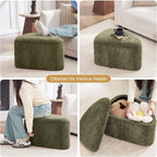 ONEVOG Storage Ottoman with Removable Lid, Modern Multifunctional Chenille Upholstered Footrest Stool for Couch, Modern Stool for Living Room, Bedroom, Dorm, Vanity, Green