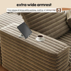 80” Oversized Double Lounge Chaise,Cloud Plush Sofa Bed,Upholstered Cloud Sofa Deep Seat,No Assembly Required,Modern Corduroy Sleeper Loveseat Chair for Living Room Bedroom Reading,Camel
