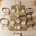 Tribesigns 63'' Dining Table for 4-6, Farmhouse Wooden Rectangular Dinner Table with Geometric Relief, Pedestal Base (Natural Brown)