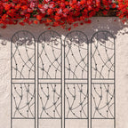 6 Pack Metal Garden Trellis 86.7" Tall Outdoor Climbing Plant Support for Roses, Flowers, Rustproof Durable Black Galvanized Tube, Lawn Garden Fence Decor Screen, 86.7" H