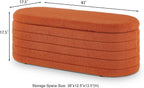 extrasleep Modern 43" Oval Storage Ottoman Bench with Safety Hinge, Upholstered Teddy Fabric End of Bed Bench with Hidden Storage, Comfy Foot Rest for Bedroom Living Room, Entryway Bench, Orange