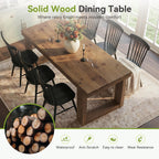 LITTLE TREE Solid Wood Dining Table, 61.8” Dining Table for 4-6 People, Rectangular Wood Kitchen Table, Farmhouse Dinner Table with U-Shaped Legs for Kitchen, Dining Room, Kitchen, Rustic Brown