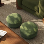 Jennifer Taylor Home Fuji 15" Mushroom Footstool Ottoman in Moss Green Fleeced Teddy