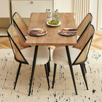 Modern 47 Inch Dining Table, Irregular Rectangle Kitchen Table for 4-6 People, Home Kitchen Table with Engineered Wood Tabletop and Metal Legs for Dining Room, Living Room