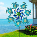 Green Sea Turtle Wind Spinners Garden Stake, 39" Turtles Wind Spinner Outdoor Decorations- Metal Outside Lawn Stake Wind Sculptures for Yard Patio,Lawn & Garden Art Decor