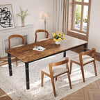 Garvee Large Dining Table for 6-8 People, 79" Wooden Kitchen Table with Sturdy Metal Frame, Dining Room Table for Dining Room, Kitchen, Black Leg & Retro