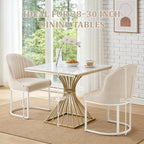 Linen Dining Chair Set of 4, Modern Upholstered Kitchen Chair with White Metal Legs, Kitchen & Dining Room Chairs for Restaurant/Bedroom/Living Room (Beige+White, Set of 4)