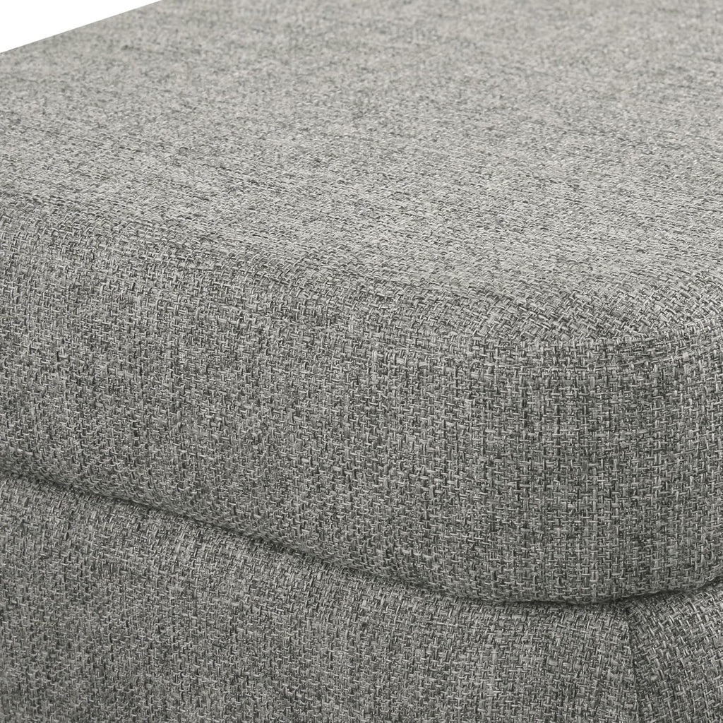 HomePop Upholstered Storage Bench with Metal Leg, 42" W, Cool Gray Woven