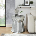 Mirrored End Tables with Polygonal Shaped,Mirrored Sofa Bedside Table Accent Table,Smooth Mirror Finish for Bedroom,Living Room