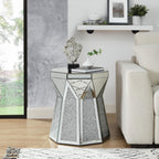 Mirrored End Tables with Polygonal Shaped,Mirrored Sofa Bedside Table Accent Table,Smooth Mirror Finish for Bedroom,Living Room