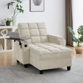 Oversized Recliner Chair with Swivel Tray Table, Modern Tufted Linen Fabric Single Sofa with Cup Holders & USB Port, 660 LBS Heavy Duty Reclining Chair for Living Room & Bedroom (White, 41.7'')