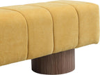 Merax 50" Upholstered Chenille Dining Bench Entryway End of Bed Ottoman Bench for Living Room Bedroom Dining Room, Wood Leg, Bear 300 LBS, No-Assembly (Yellow)