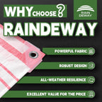 RAINDEWAY Tarps 12x14 Feet,12 Mil Sunshade Striped Tarp Waterproof,Multipurpose Poly Tarp Cover with Grommets and Reinforced Edges,Red/White Tarps