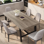 GarveeHome Industrial Dining Table for 6-8 People, 70.87" Long Kitchen Table with Sturdy Metal Frame, Rectangular Counter for Dinner, Kitchen, Dining Room (Grey Walnut, 71" Non-extendable)