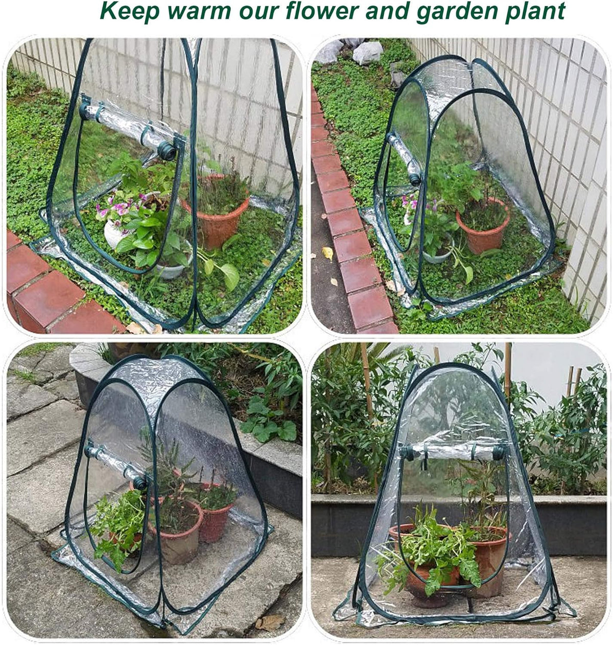 porayhut Pop Up Greenhouse Cover Flower House Mini Gardening Plant Flower Sunshine Room Room,Backyard PVC Greenhouse Cover for Cold Frost Protector Gardening Plants
