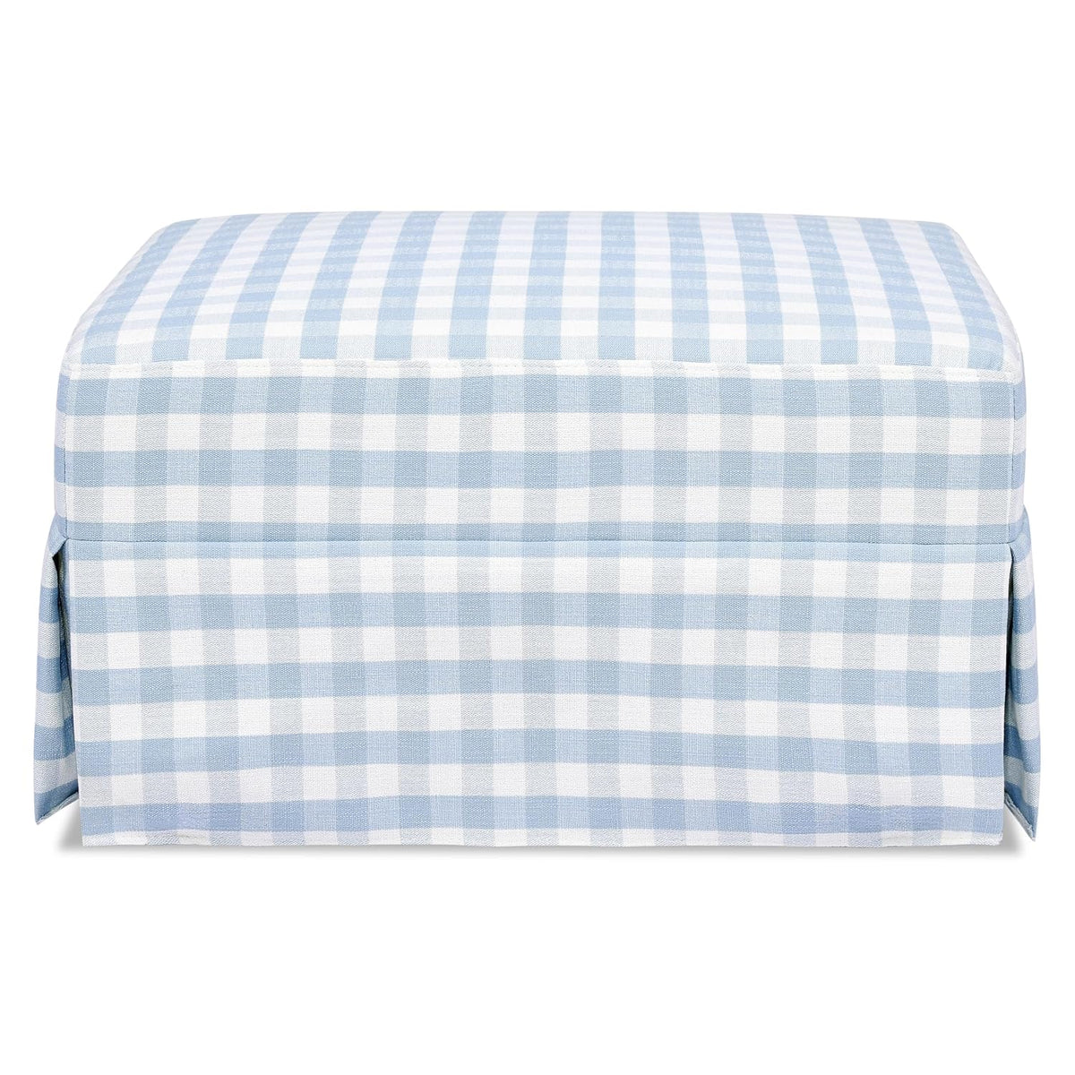Namesake Crawford Gliding Ottoman in Blue Gingham, Greenguard Gold & CertiPUR-US Certified