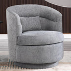 CANMOV Swivel Accent Chair, 360 Degree Round Swivel Barrel Chair with Pillow, Upholstered Comfy Barrel Armchair Single Club Sofa Chair for Living Room,Bedroom, Reading Room, Dark Grey