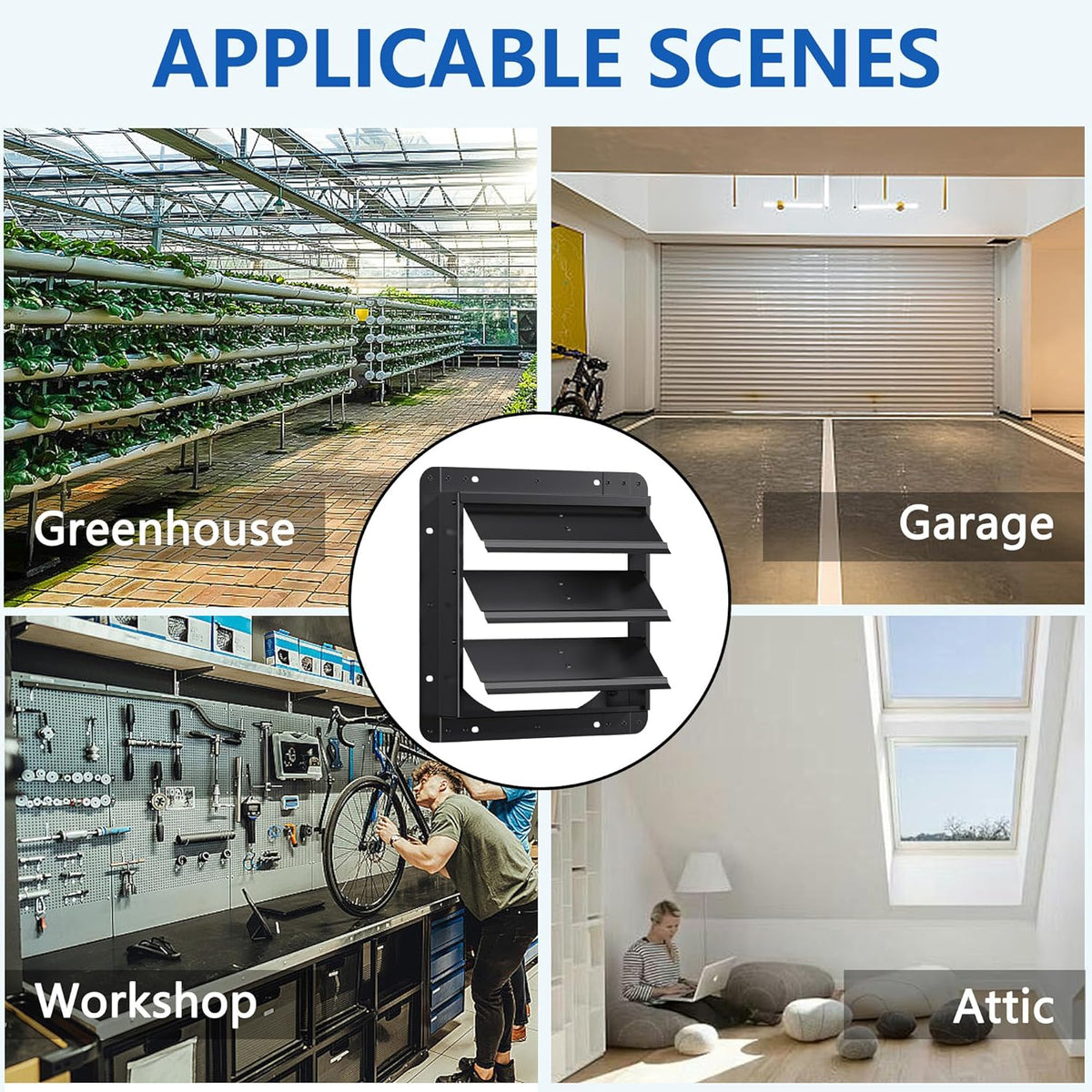 10 Inch Aluminum Automatic Shutter Louver Vent (No Fan Blades and Motor) for Home Attics, Workshops, Barn, Greenhouse