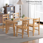 43.3 inch Solid Wood Indoor Modern Rectangular Dining Table Set for 4, Table and 4 Solid Wood Dining Chairs for Kitchen, Bar, Living Room, Breakfast Nook, Natural