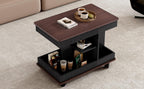 Adjustable Side Table with Wheels, 360° Rotating Lift-Top & Storage, Modern Bedside/Sofa Rolling Table for Small Spaces, Living Room Use, Black