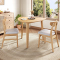 P PURLOVE Modern 3 Piece Table Set, Triangular Table and 2 Curved Wood Chairs for Living Room, Dining Room, Kitchen, Small Space, Minimalist Space-Saving (Natural)