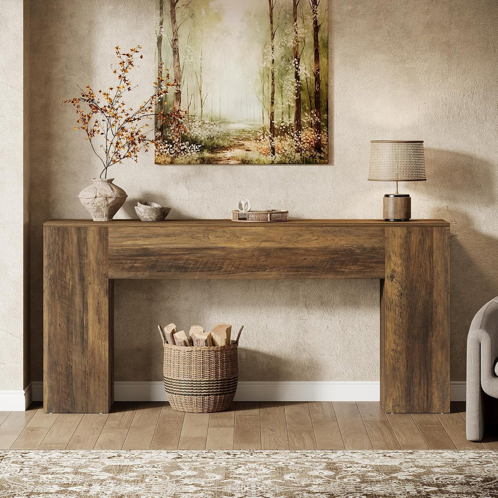 Tribesigns 71-Inch Long Console Table for Entryway, Farmhouse Sofa Console | Wood Entry Table, Console Table for Hallway, Foyer, 300 Lb Capacity, Sturdy and Stable, Easy Assembly, Rustic Brown