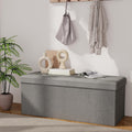 KROFEM 43.5" Folding Storage Ottoman Bench,Rectangle Foot Rest Stool for Living Room and Bedroom Holds 660 lbs,Light Gray