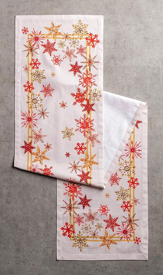 Maison d' Hermine Table Runner 100% Cotton Single Layer Table Runners 36 inches Long for Thanksgiving Christmas Decorations Home Kitchen Dining Party Wedding (Crystal Star, 14.5" x 36")